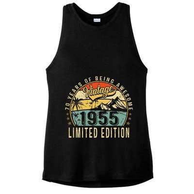 70 Years Old Gift Vintage 1955 70th Birthday Retro Gift Ladies PosiCharge Tri-Blend Wicking Tank