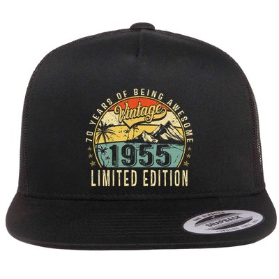 70 Years Old Gift Vintage 1955 70th Birthday Retro Gift Flat Bill Trucker Hat