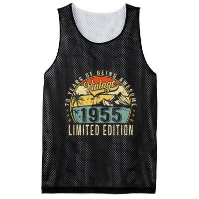 70 Years Old Gift Vintage 1955 70th Birthday Retro Gift Mesh Reversible Basketball Jersey Tank