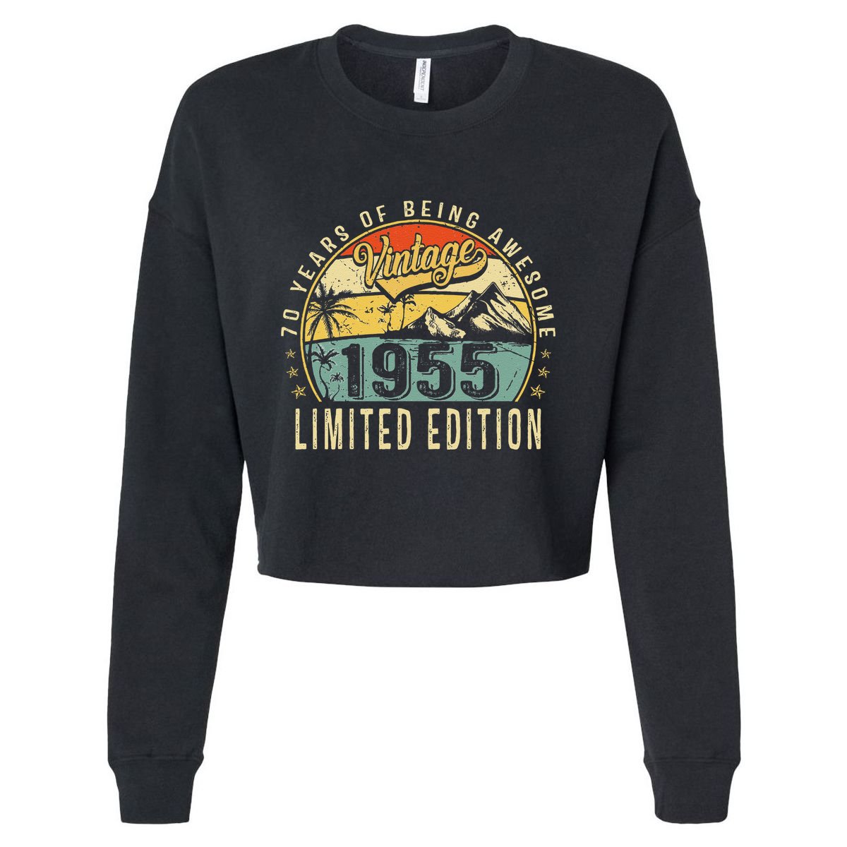 70 Years Old Gift Vintage 1955 70th Birthday Retro Gift Cropped Pullover Crew