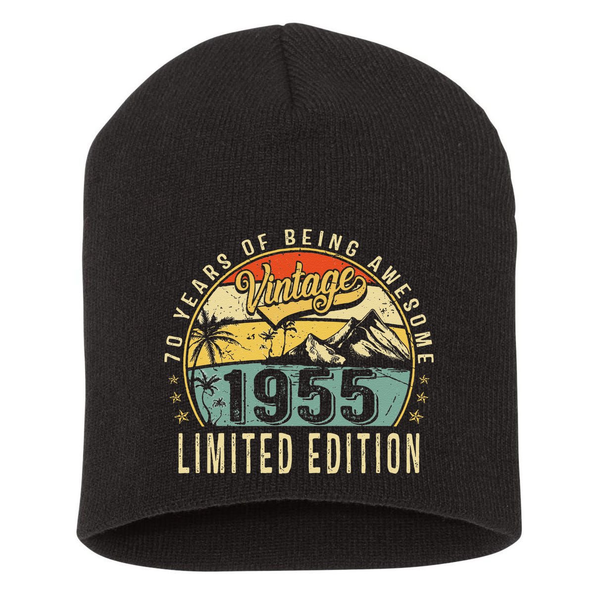 70 Years Old Gift Vintage 1955 70th Birthday Retro Gift Short Acrylic Beanie