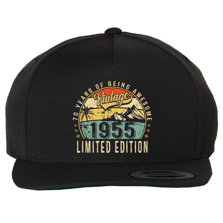 70 Years Old Gift Vintage 1955 70th Birthday Retro Gift Wool Snapback Cap