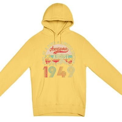 74 Years Old Gifts Vintage August 1949 Gifts 74th Birthday Premium Pullover Hoodie