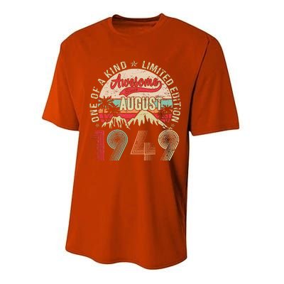 74 Years Old Gifts Vintage August 1949 Gifts 74th Birthday Performance Sprint T-Shirt