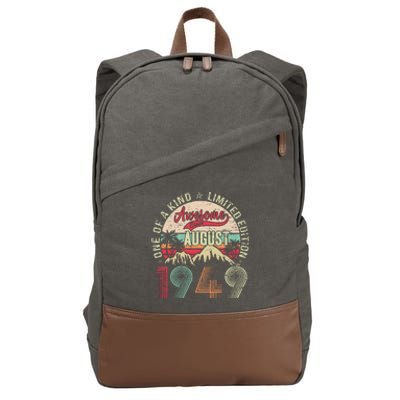 74 Years Old Gifts Vintage August 1949 Gifts 74th Birthday Cotton Canvas Backpack