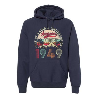 74 Years Old Gifts Vintage August 1949 Gifts 74th Birthday Premium Hoodie