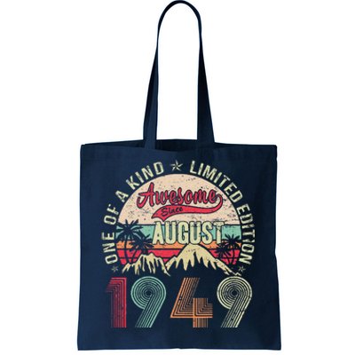 74 Years Old Gifts Vintage August 1949 Gifts 74th Birthday Tote Bag