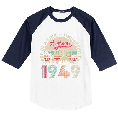 74 Years Old Gifts Vintage August 1949 Gifts 74th Birthday Baseball Sleeve Shirt