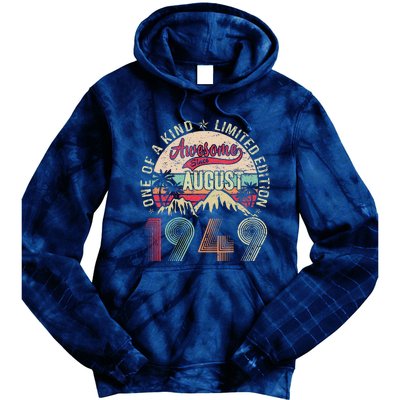 74 Years Old Gifts Vintage August 1949 Gifts 74th Birthday Tie Dye Hoodie