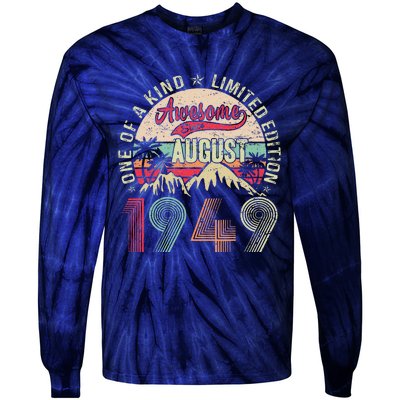 74 Years Old Gifts Vintage August 1949 Gifts 74th Birthday Tie-Dye Long Sleeve Shirt