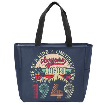 74 Years Old Gifts Vintage August 1949 Gifts 74th Birthday Zip Tote Bag