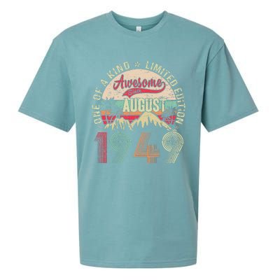 74 Years Old Gifts Vintage August 1949 Gifts 74th Birthday Sueded Cloud Jersey T-Shirt