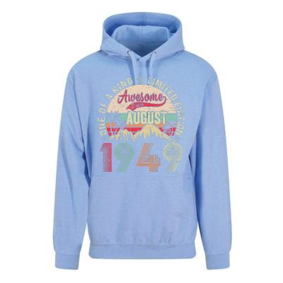 74 Years Old Gifts Vintage August 1949 Gifts 74th Birthday Unisex Surf Hoodie