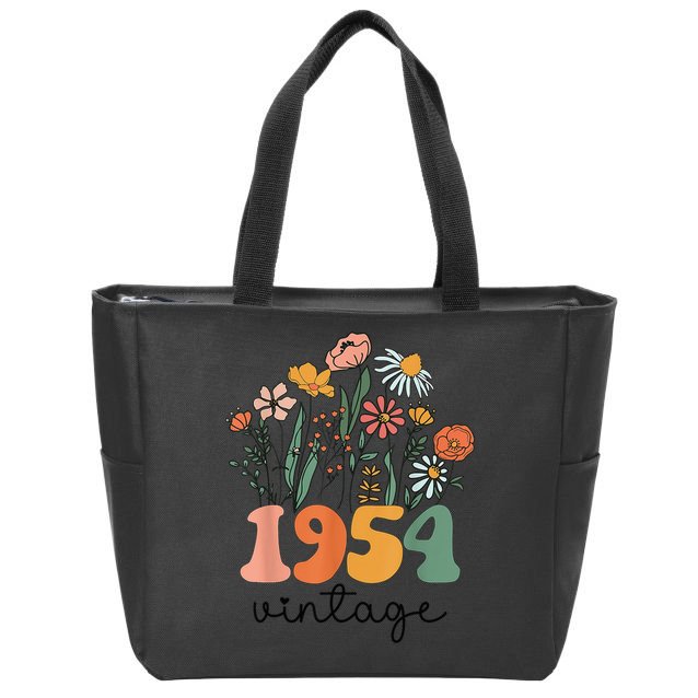 71 Years Old Vintage 1954 71st Birthday Wildflower Zip Tote Bag