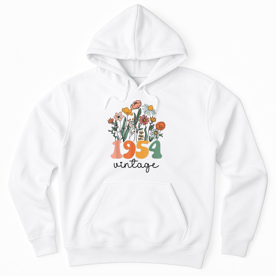 71 Years Old Vintage 1954 71st Birthday Wildflower Hoodie