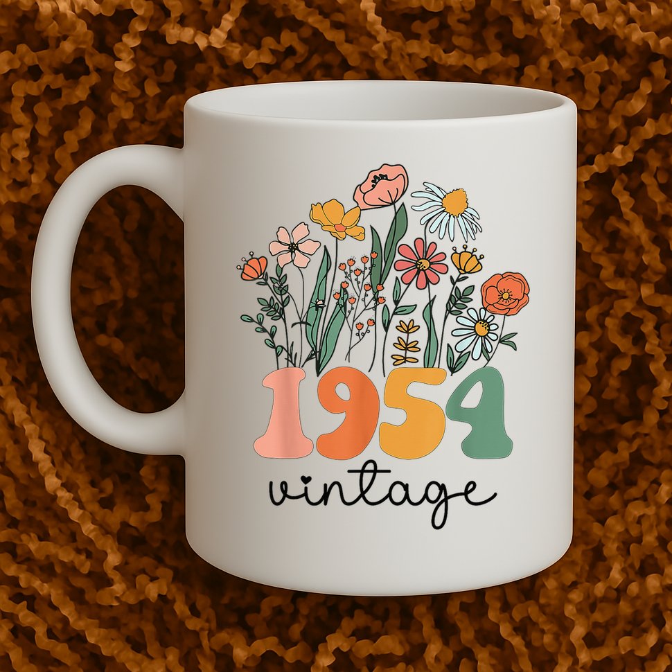 71 Years Old Vintage 1954 71st Birthday Wildflower Mug