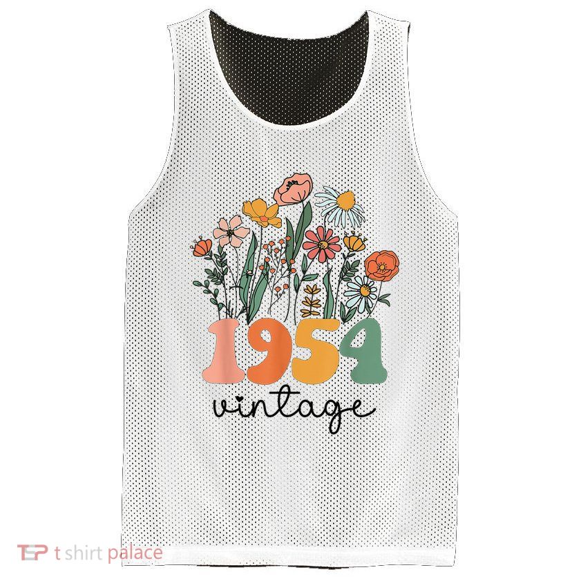 71 Years Old Vintage 1954 71st Birthday Wildflower Mesh Reversible Basketball Jersey Tank
