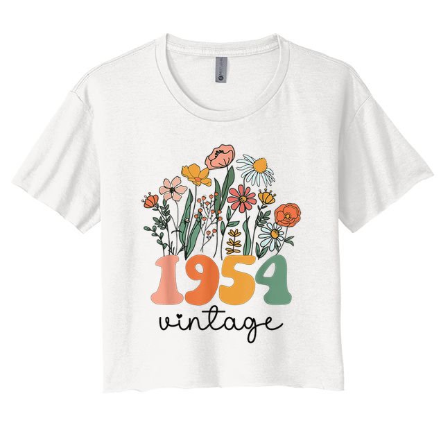 71 Years Old Vintage 1954 71st Birthday Wildflower Crop Top