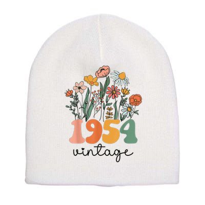 71 Years Old Vintage 1954 71st Birthday Wildflower Short Acrylic Beanie