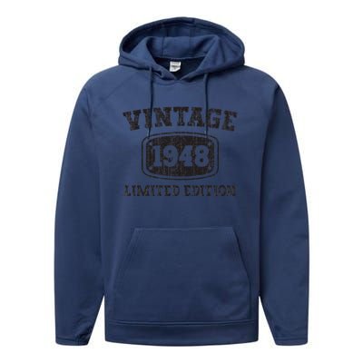 75 Year Old Vintage 1948 Happy 75th Birthday Gifts Women Performance Fleece Hoodie