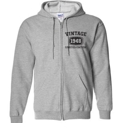 75 Year Old Vintage 1948 Happy 75th Birthday Gifts Women Full Zip Hoodie