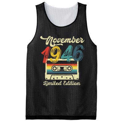 76 Years Old Gift Retro November 1946 Cassette 76th Birthday Mesh Reversible Basketball Jersey Tank