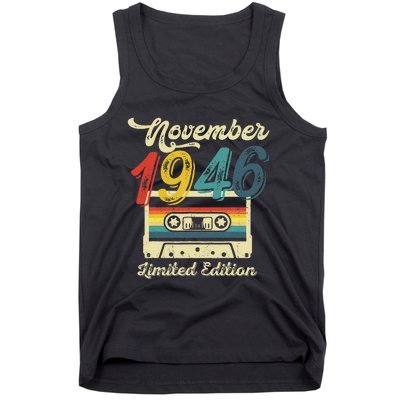 76 Years Old Gift Retro November 1946 Cassette 76th Birthday Tank Top