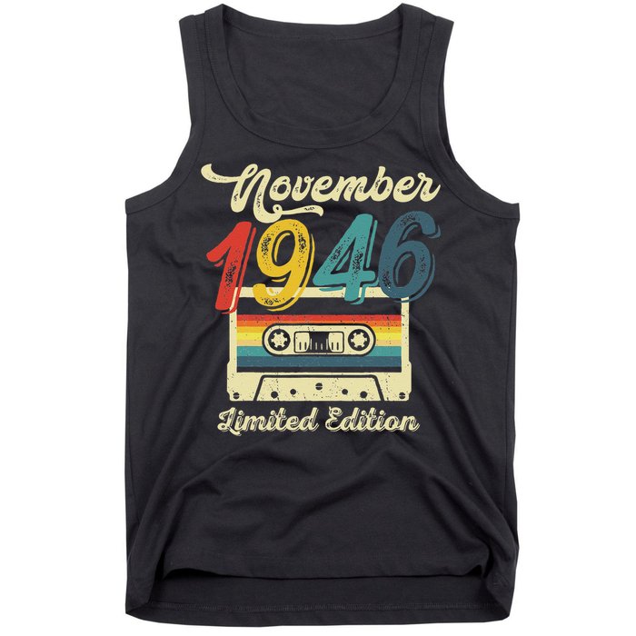 76 Years Old Gift Retro November 1946 Cassette 76th Birthday Tank Top