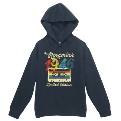 76 Years Old Gift Retro November 1946 Cassette 76th Birthday Urban Pullover Hoodie