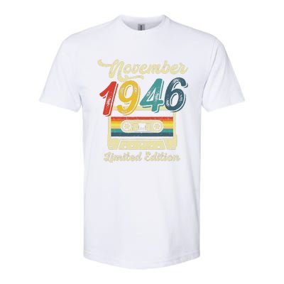 76 Years Old Gift Retro November 1946 Cassette 76th Birthday Softstyle CVC T-Shirt