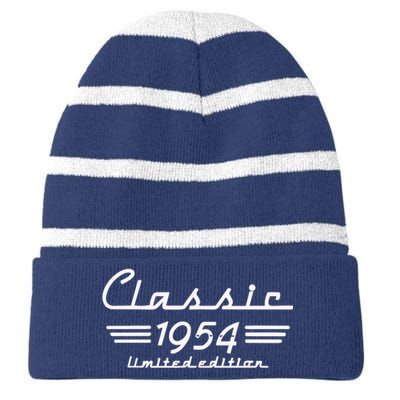 70 Year Old Gift Classic 1954 Limited Edition 70th Birthday Striped Beanie with Solid Band