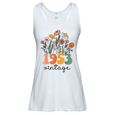 72 Years Old Vintage 1953 72nd Birthday Wildflower Ladies Essential Flowy Tank