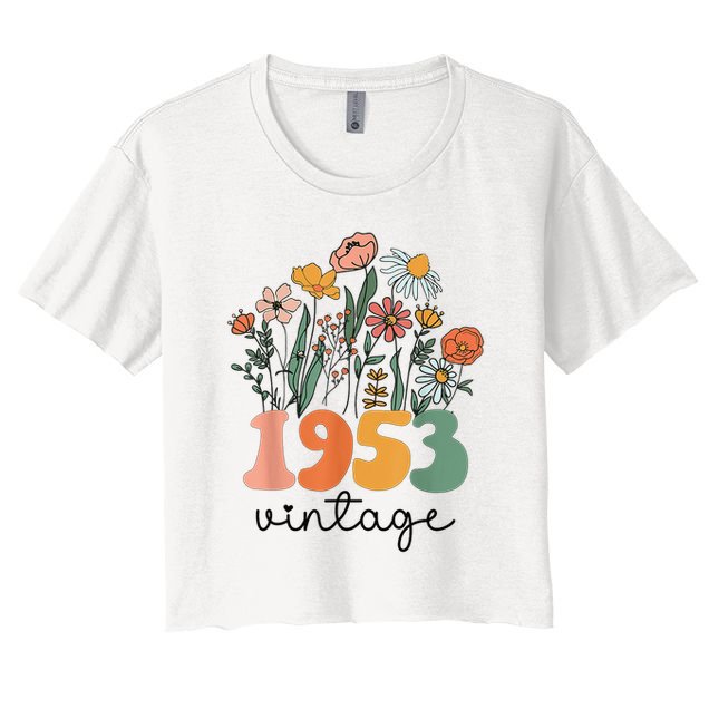 72 Years Old Vintage 1953 72nd Birthday Wildflower Crop Top