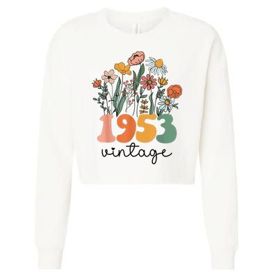 72 Years Old Vintage 1953 72nd Birthday Wildflower Cropped Pullover Crew