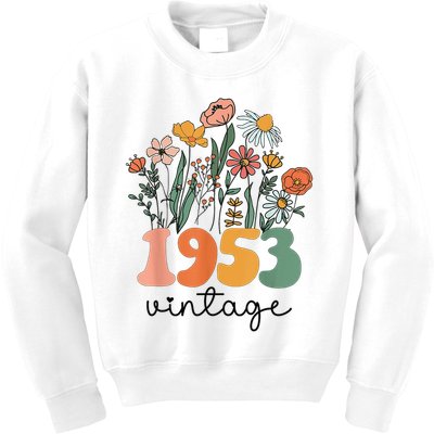 72 Years Old Vintage 1953 72nd Birthday Wildflower Kids Sweatshirt