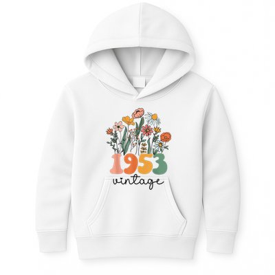 72 Years Old Vintage 1953 72nd Birthday Wildflower Kids Hoodie