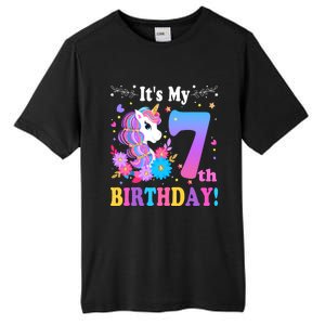 7 Year Old Its My 7th Birthday Cute Unicorn Girl Teens Tall Fusion ChromaSoft Performance T-Shirt