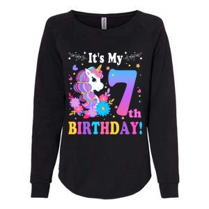 7 Year Old Its My 7th Birthday Cute Unicorn Girl Teens Womens California Wash Sweatshirt