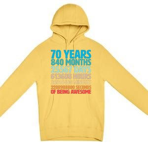 70 Years Of Being Awesome 70th Birthday Time Breakdown Premium Pullover Hoodie