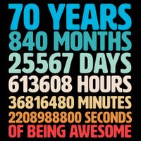 70 Years Of Being Awesome 70th Birthday Time Breakdown Stripe Pom Pom Beanie