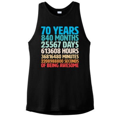 70 Years Of Being Awesome 70th Birthday Time Breakdown Ladies PosiCharge Tri-Blend Wicking Tank