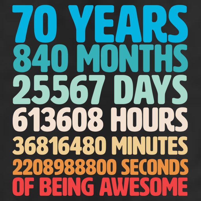 70 Years Of Being Awesome 70th Birthday Time Breakdown 7 Panel Mesh Trucker Snapback Hat