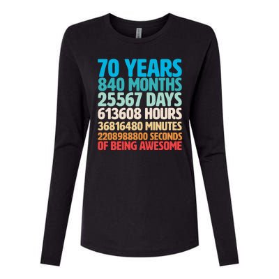 70 Years Of Being Awesome 70th Birthday Time Breakdown Womens Cotton Relaxed Long Sleeve T-Shirt