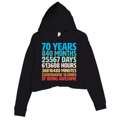 70 Years Of Being Awesome 70th Birthday Time Breakdown Crop Fleece Hoodie