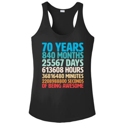 70 Years Of Being Awesome 70th Birthday Time Breakdown Ladies PosiCharge Competitor Racerback Tank