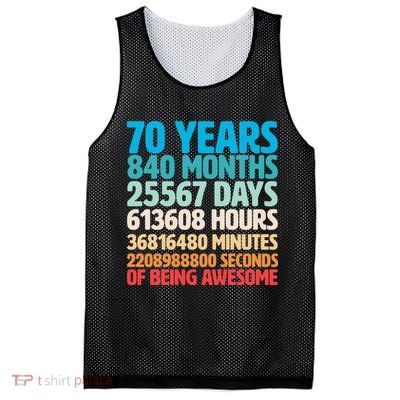70 Years Of Being Awesome 70th Birthday Time Breakdown Mesh Reversible Basketball Jersey Tank