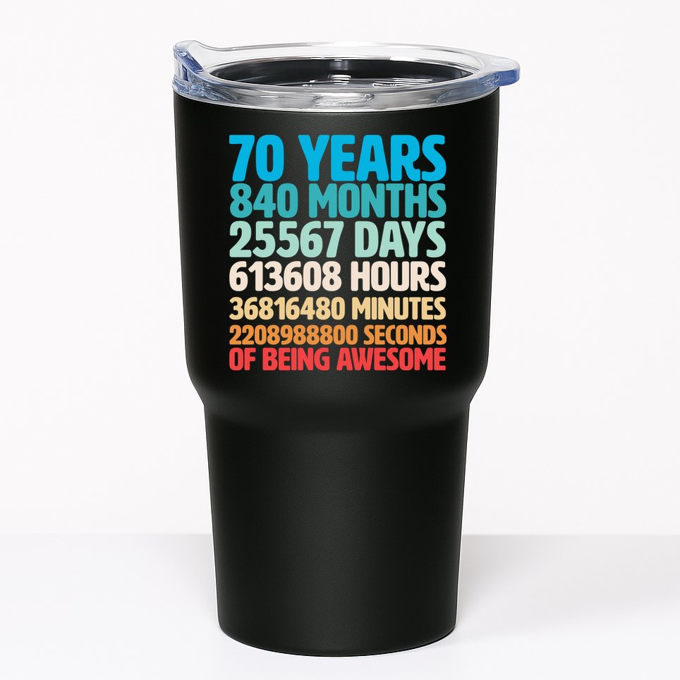 70 Years Of Being Awesome 70th Birthday Time Breakdown Tumbler