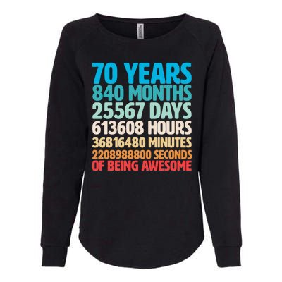 70 Years Of Being Awesome 70th Birthday Time Breakdown Womens California Wash Sweatshirt