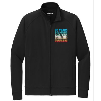 70 Years Of Being Awesome 70th Birthday Time Breakdown Stretch Full-Zip Cadet Jacket