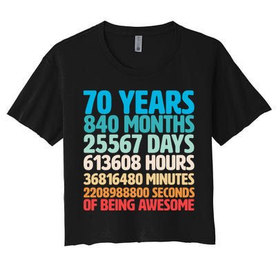 70 Years Of Being Awesome 70th Birthday Time Breakdown Crop Top